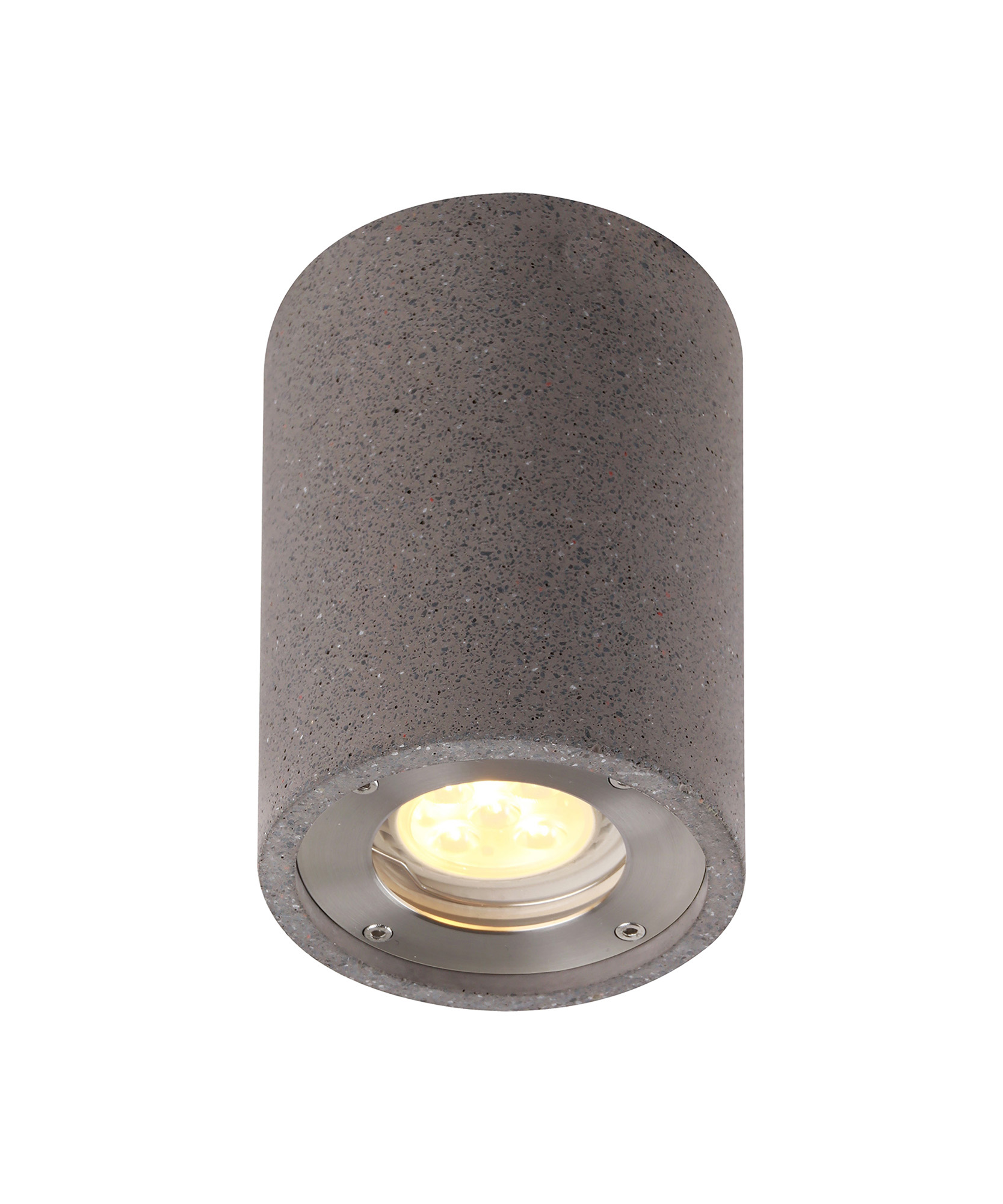 M7185  Levi Round Spotlight 1 Light IP65 Outdoor Grey Concrete